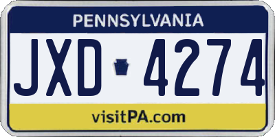 PA license plate JXD4274