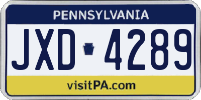 PA license plate JXD4289