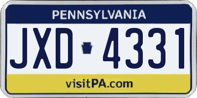 PA license plate JXD4331
