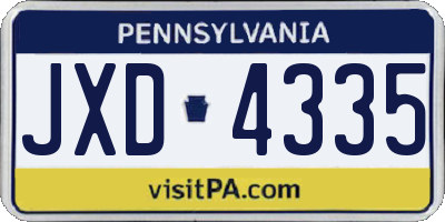 PA license plate JXD4335