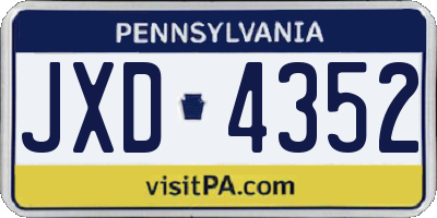 PA license plate JXD4352