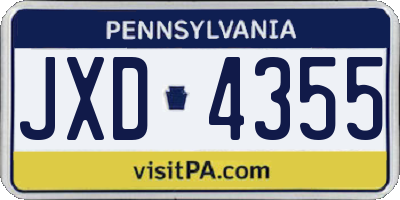 PA license plate JXD4355