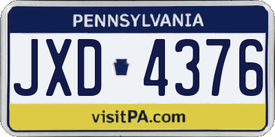 PA license plate JXD4376