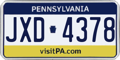 PA license plate JXD4378