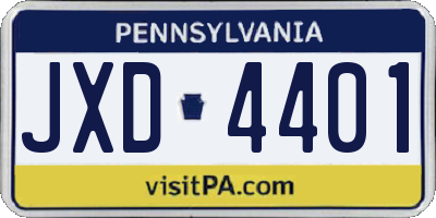 PA license plate JXD4401