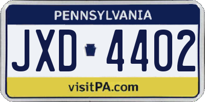 PA license plate JXD4402