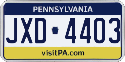 PA license plate JXD4403