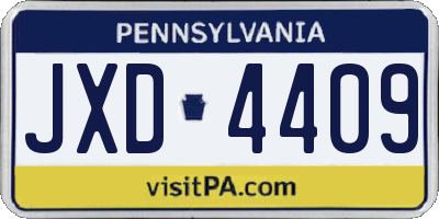 PA license plate JXD4409