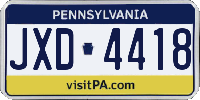 PA license plate JXD4418