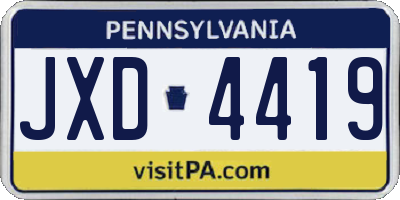 PA license plate JXD4419