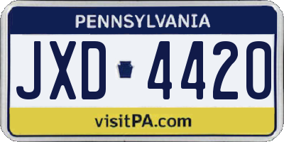 PA license plate JXD4420