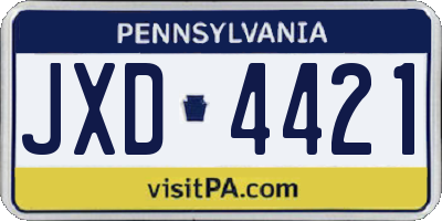 PA license plate JXD4421