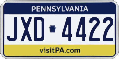 PA license plate JXD4422