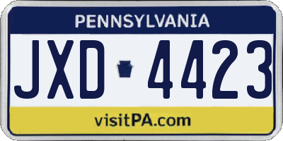 PA license plate JXD4423