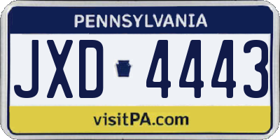 PA license plate JXD4443