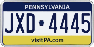 PA license plate JXD4445