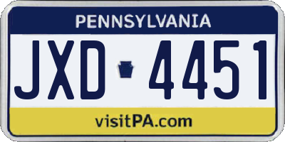 PA license plate JXD4451