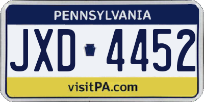 PA license plate JXD4452