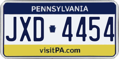 PA license plate JXD4454