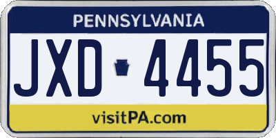 PA license plate JXD4455