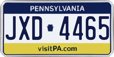 PA license plate JXD4465