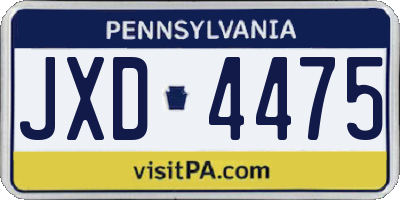 PA license plate JXD4475