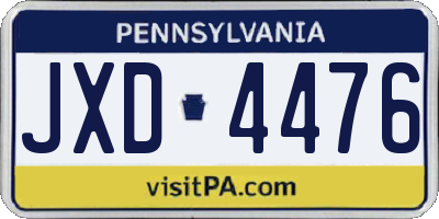 PA license plate JXD4476