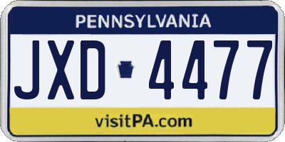 PA license plate JXD4477
