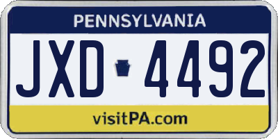 PA license plate JXD4492