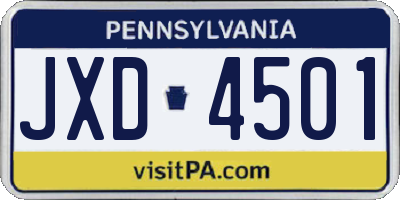 PA license plate JXD4501