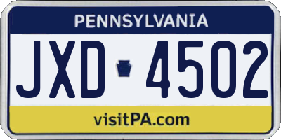 PA license plate JXD4502