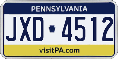 PA license plate JXD4512