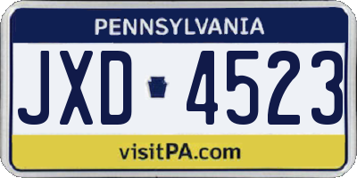 PA license plate JXD4523