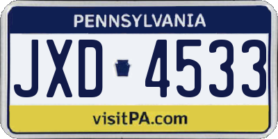 PA license plate JXD4533