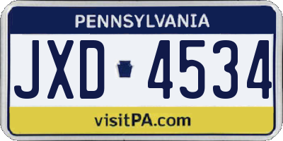 PA license plate JXD4534