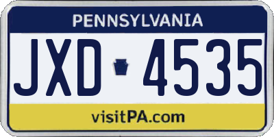 PA license plate JXD4535