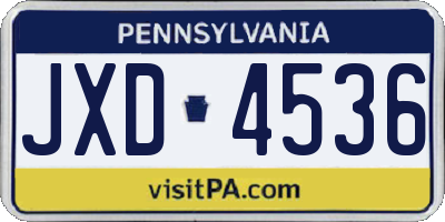 PA license plate JXD4536