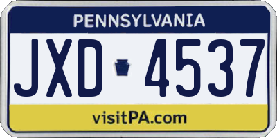 PA license plate JXD4537