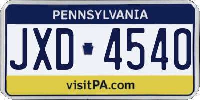 PA license plate JXD4540