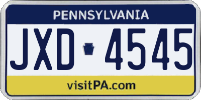 PA license plate JXD4545