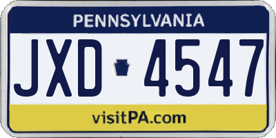 PA license plate JXD4547