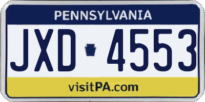 PA license plate JXD4553