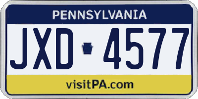 PA license plate JXD4577