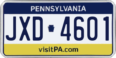 PA license plate JXD4601