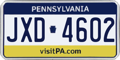 PA license plate JXD4602