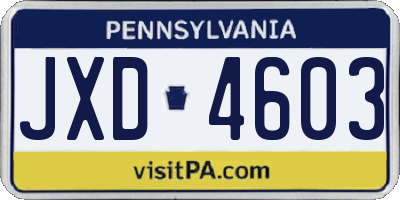 PA license plate JXD4603