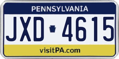 PA license plate JXD4615