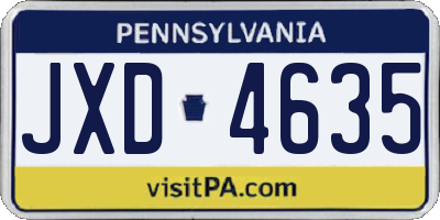 PA license plate JXD4635