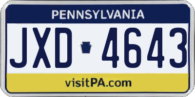 PA license plate JXD4643