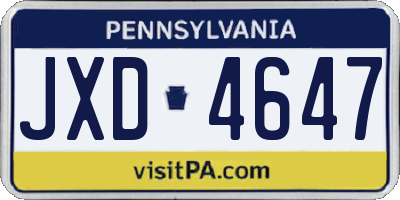 PA license plate JXD4647